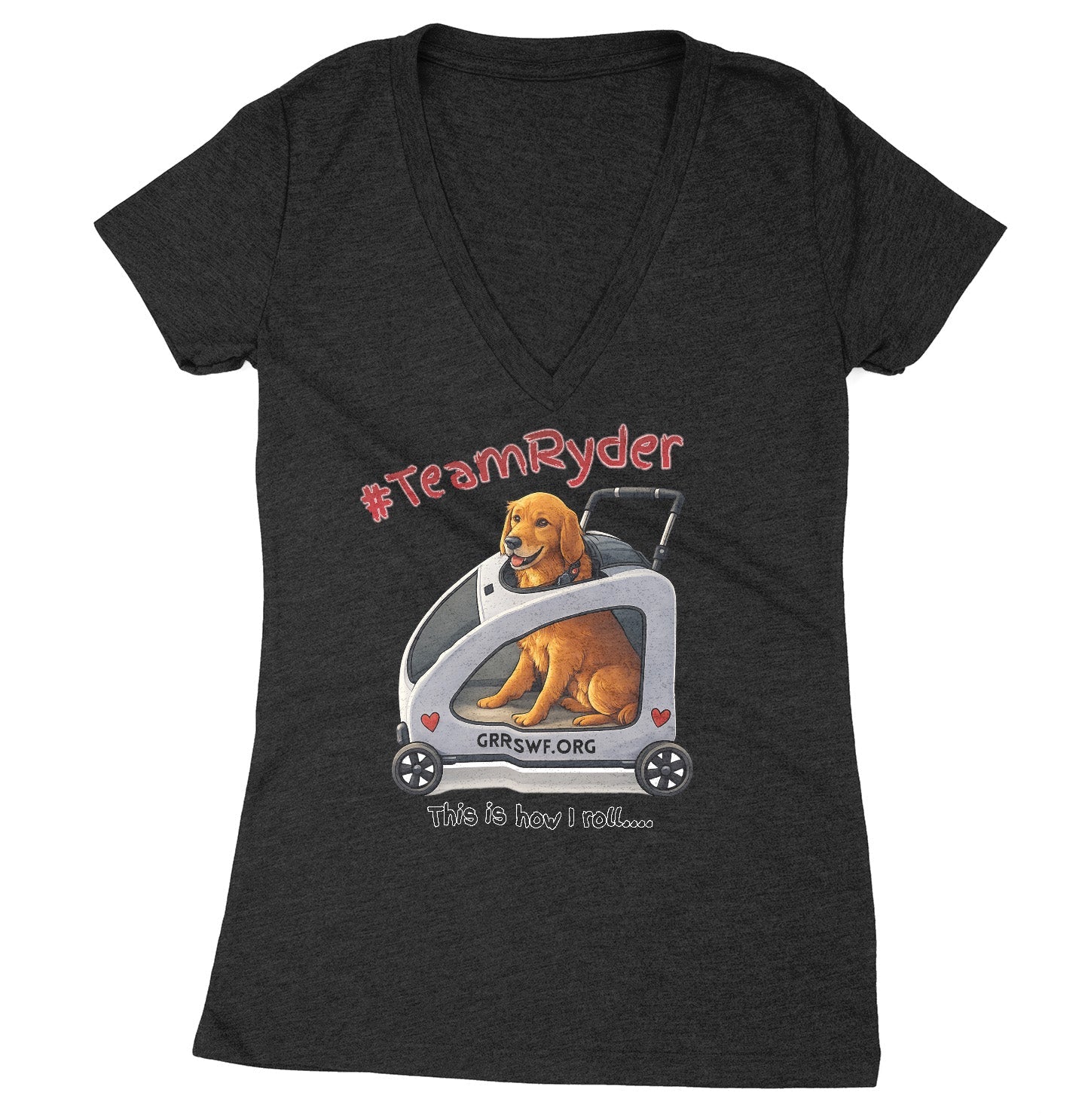 Team Ryder In Cart - Women's V-Neck Tri-Blend T-Shirt - Black - Large - Specs