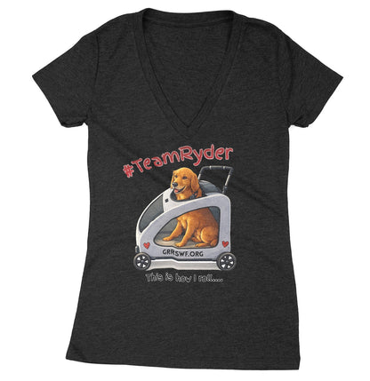 Team Ryder In Cart - Women's V-Neck Tri-Blend T-Shirt - Black - Large - Specs