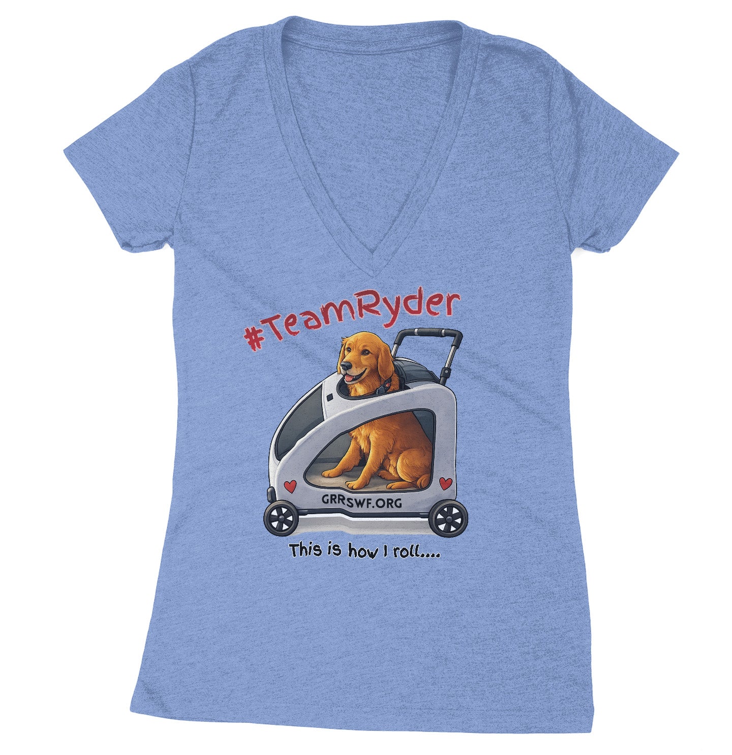 Team Ryder In Cart - Women's V-Neck Tri-Blend T-Shirt - Black - 2X-Large - Blue