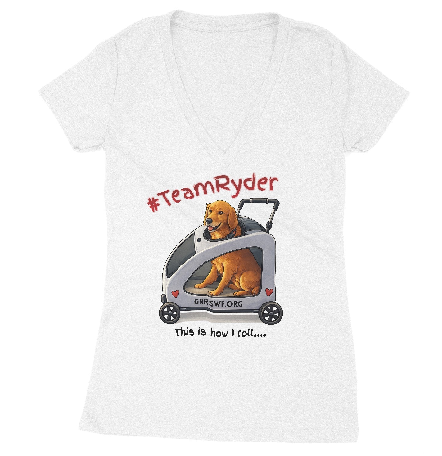 Team Ryder In Cart - Women's V-Neck Tri-Blend T-Shirt - Black - 3X-Large - White