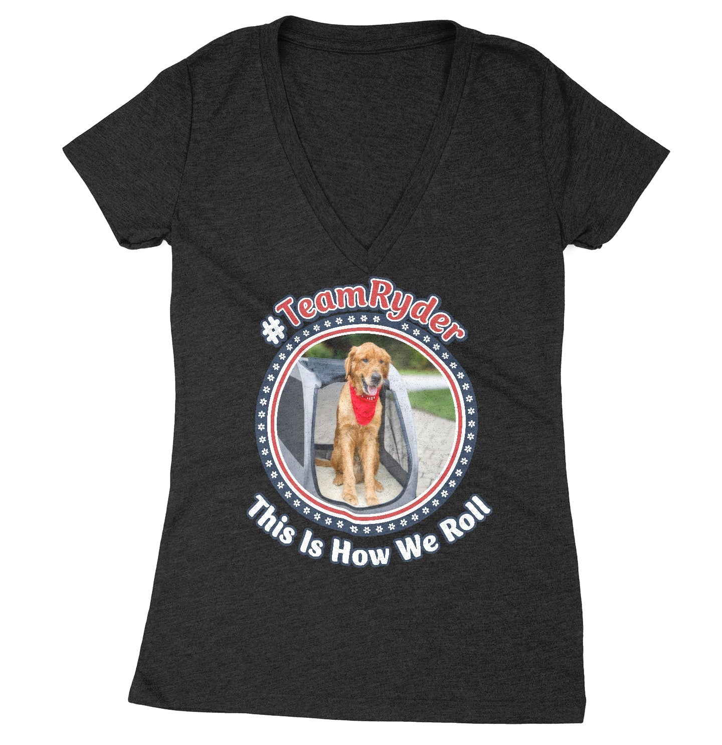 Team Ryder How We Roll - Women's V-Neck Tri-Blend T-Shirt - Black - Large - Specs
