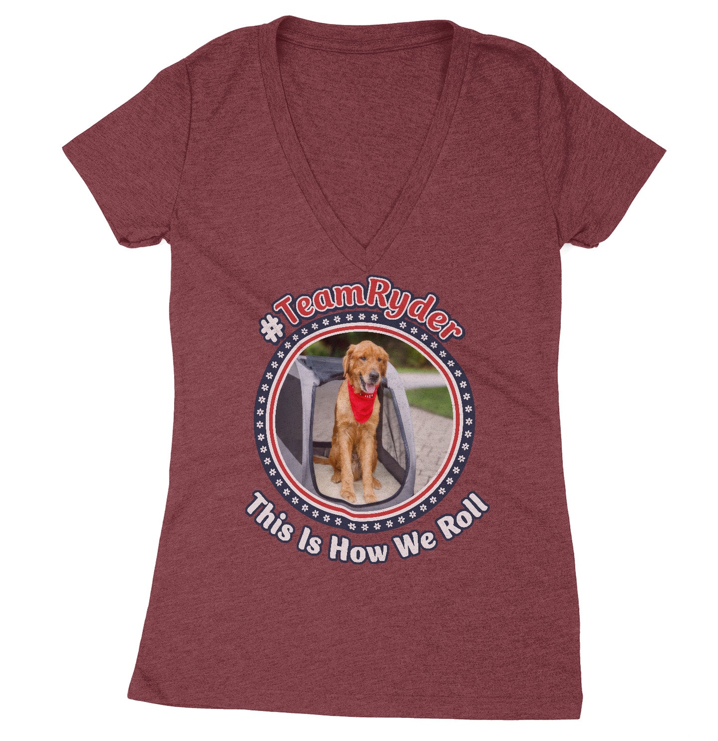 Team Ryder How We Roll - Women's V-Neck Tri-Blend T-Shirt - Black - 3X-Large - Maroon