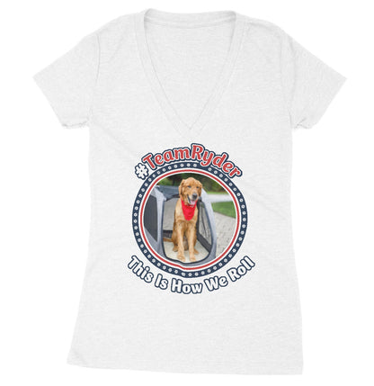 Team Ryder How We Roll - Women's V-Neck Tri-Blend T-Shirt - Pink - Large - White