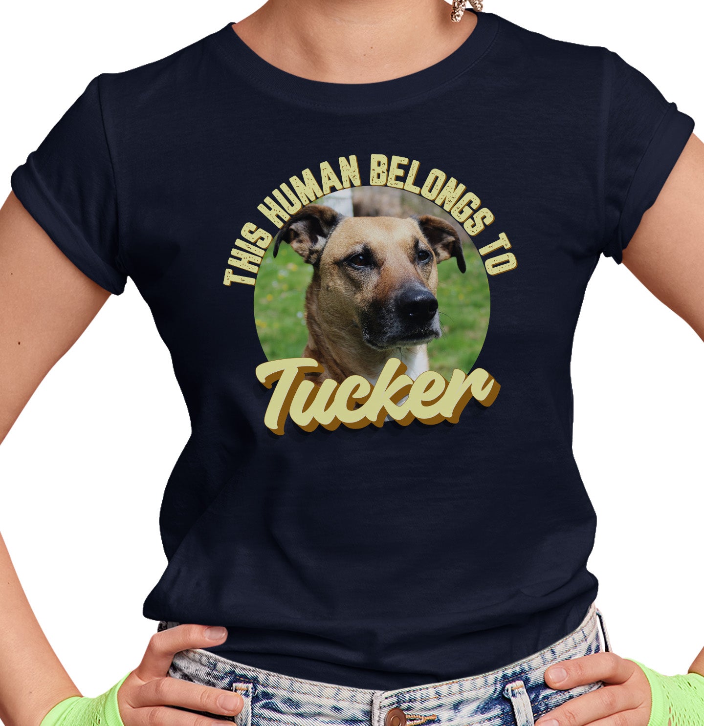 This Human Belongs To - Personalized Custom Women's Fitted T-Shirt