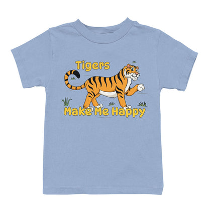 Tiger Toon Make Me Happy - Toddler Unisex T-Shirt - Light Blue