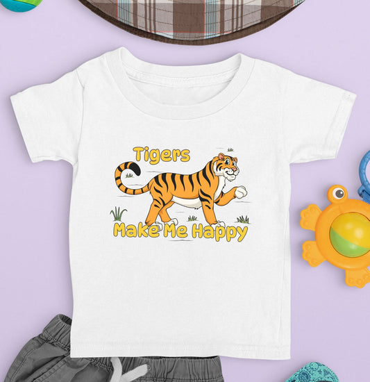 Tiger Toon Make Me Happy - Toddler Unisex T-Shirt - Main