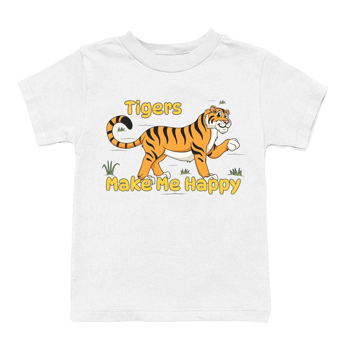 Tiger Toon Make Me Happy - Toddler Unisex T-Shirt - White