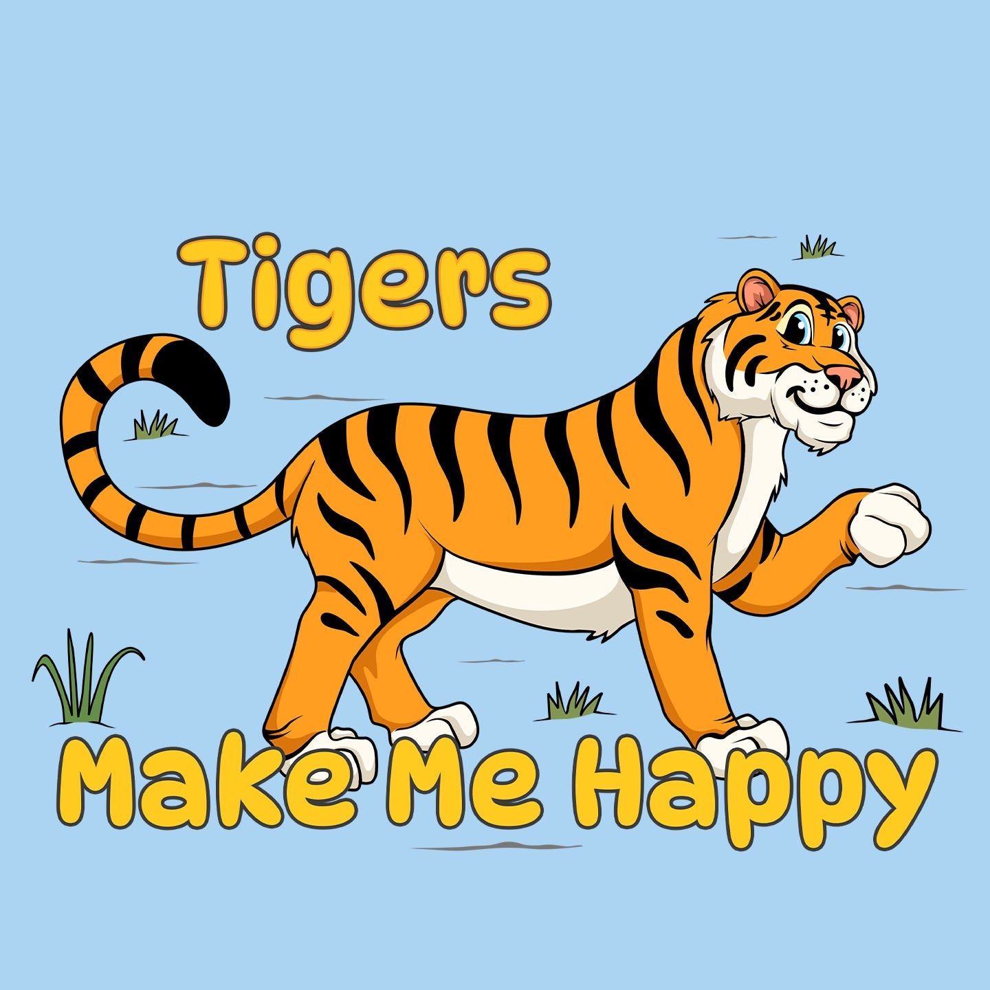 Tiger Toon Make Me Happy - Kids' Unisex T-Shirt - Graphic