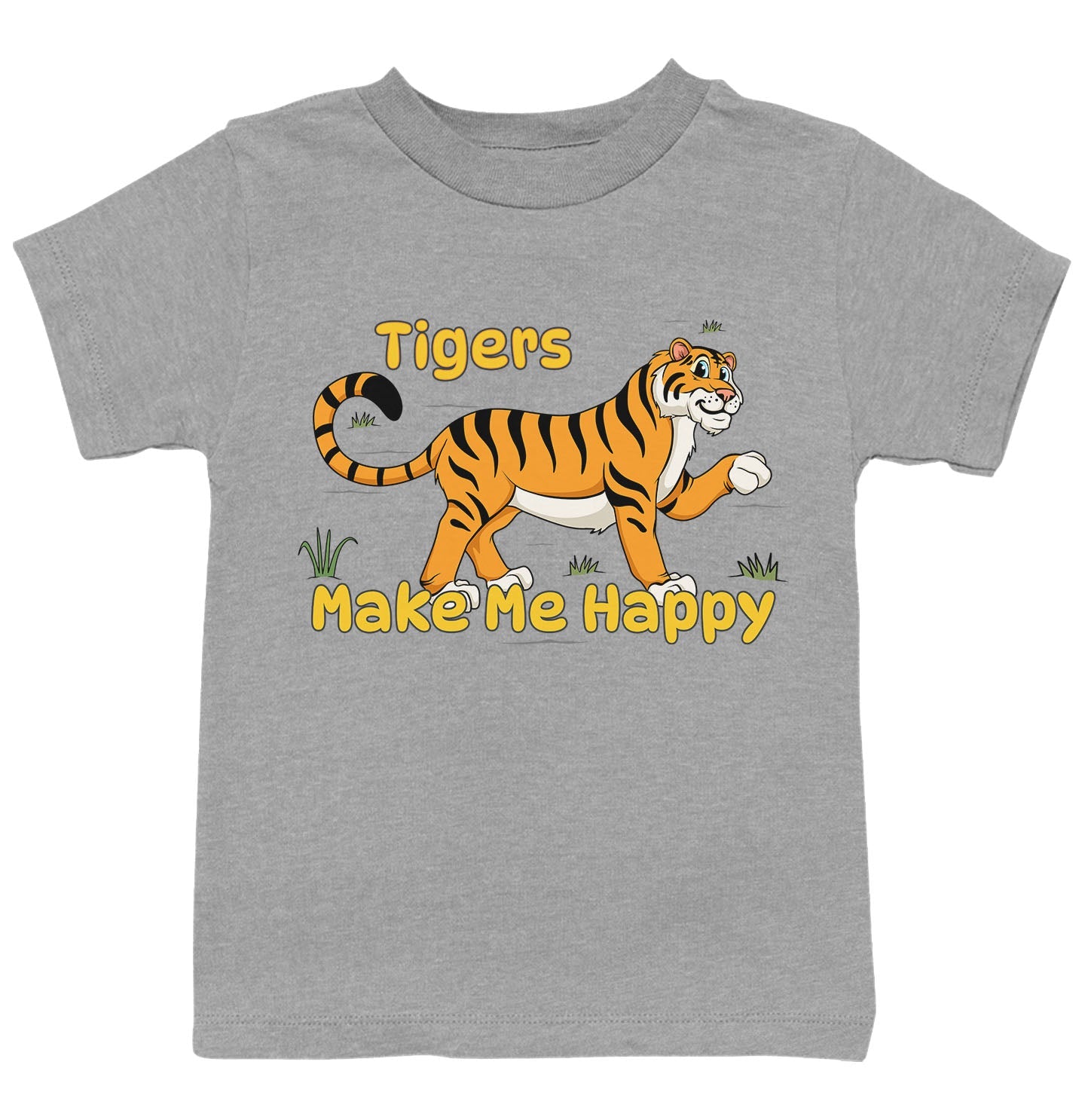 Tiger Toon Make Me Happy - Kids' Unisex T-Shirt - Grey