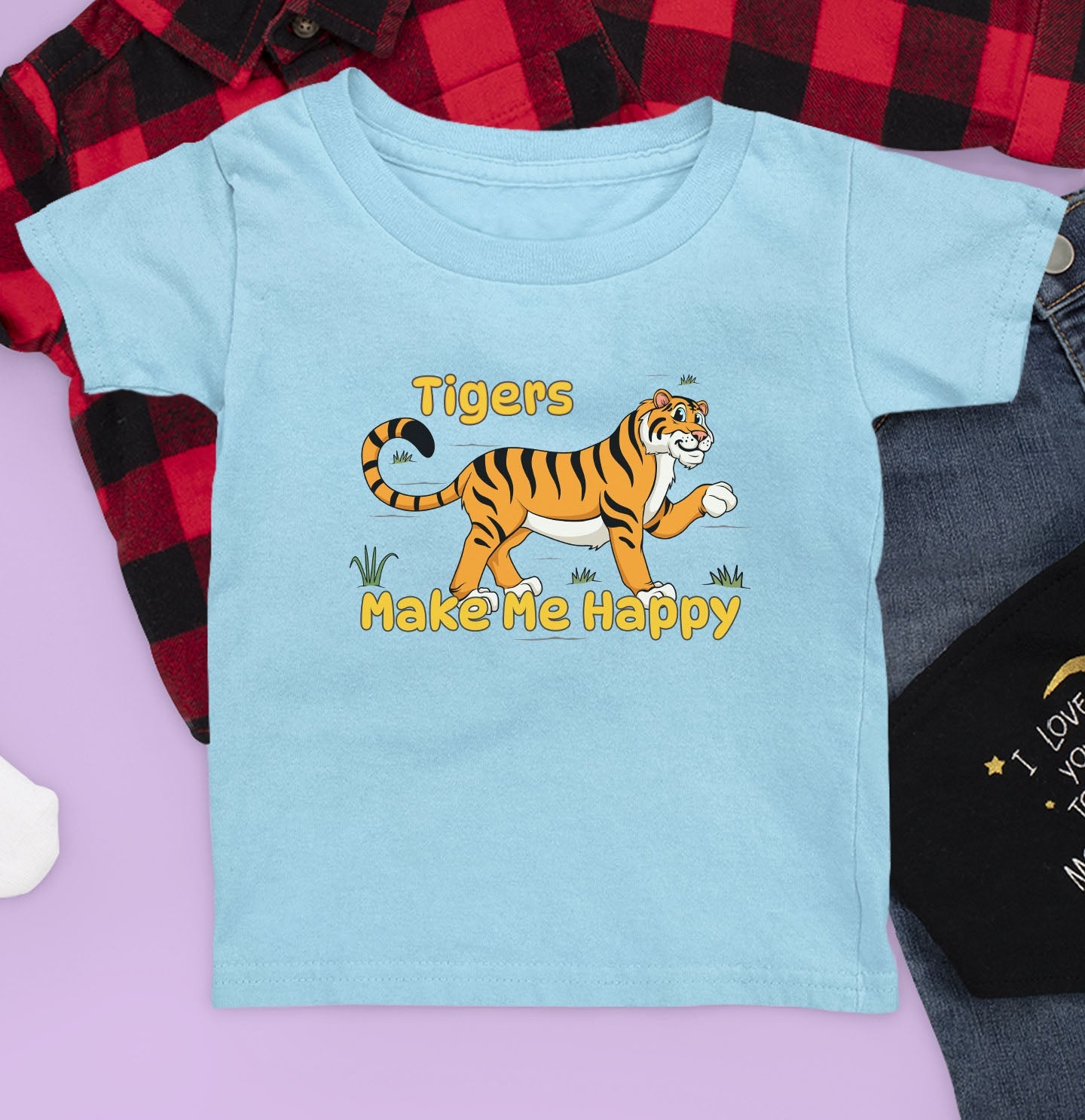 Tiger Toon Make Me Happy - Kids' Unisex T-Shirt - Main