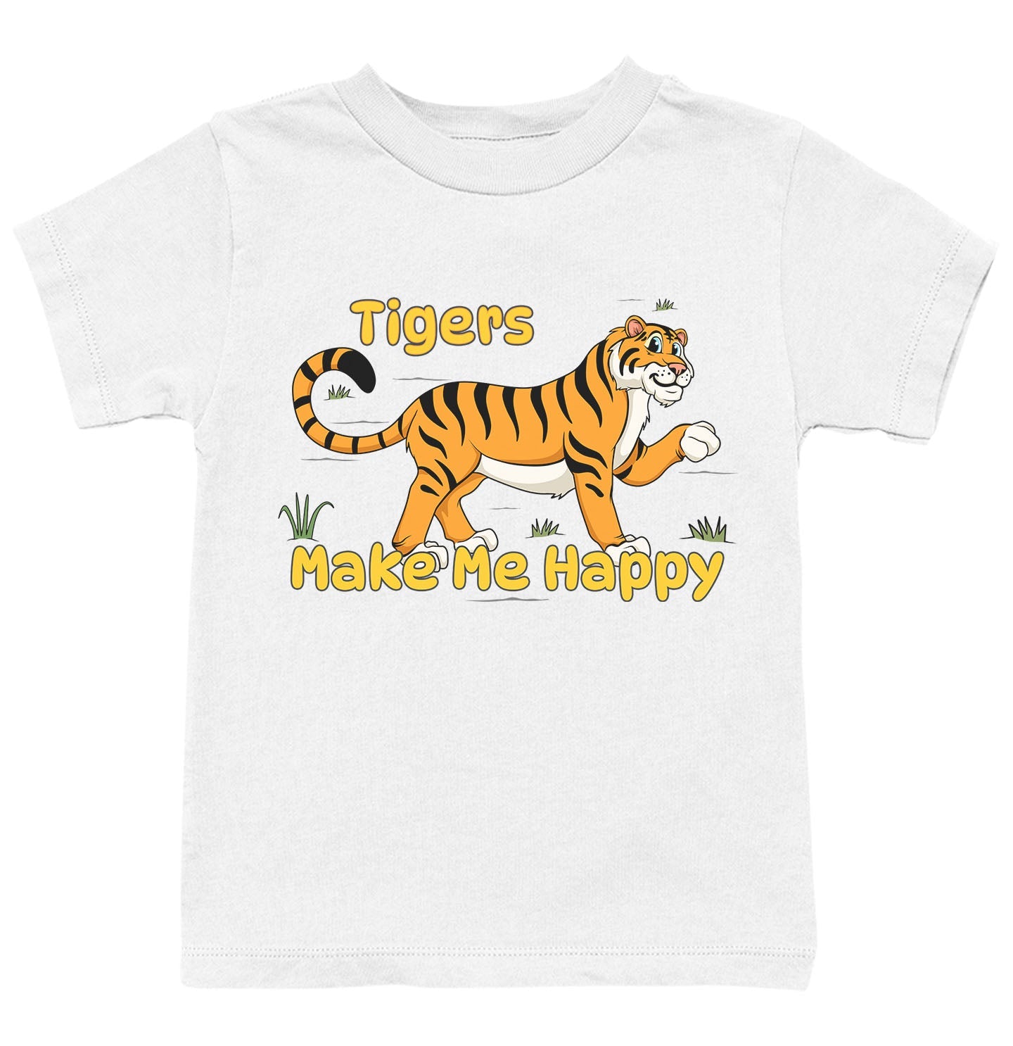 Tiger Toon Make Me Happy - Kids' Unisex T-Shirt - White