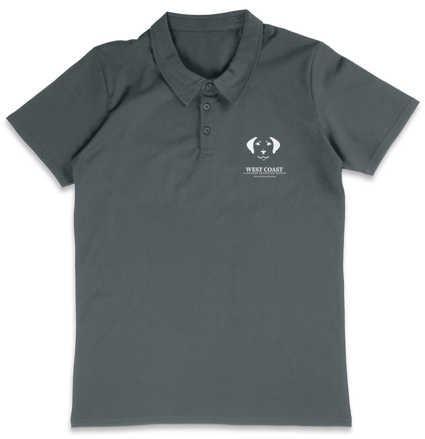 WCLRR Puppy Face LC Logo - Adult Micro-Mesh Polo - Light Blue - Small - Charcoal