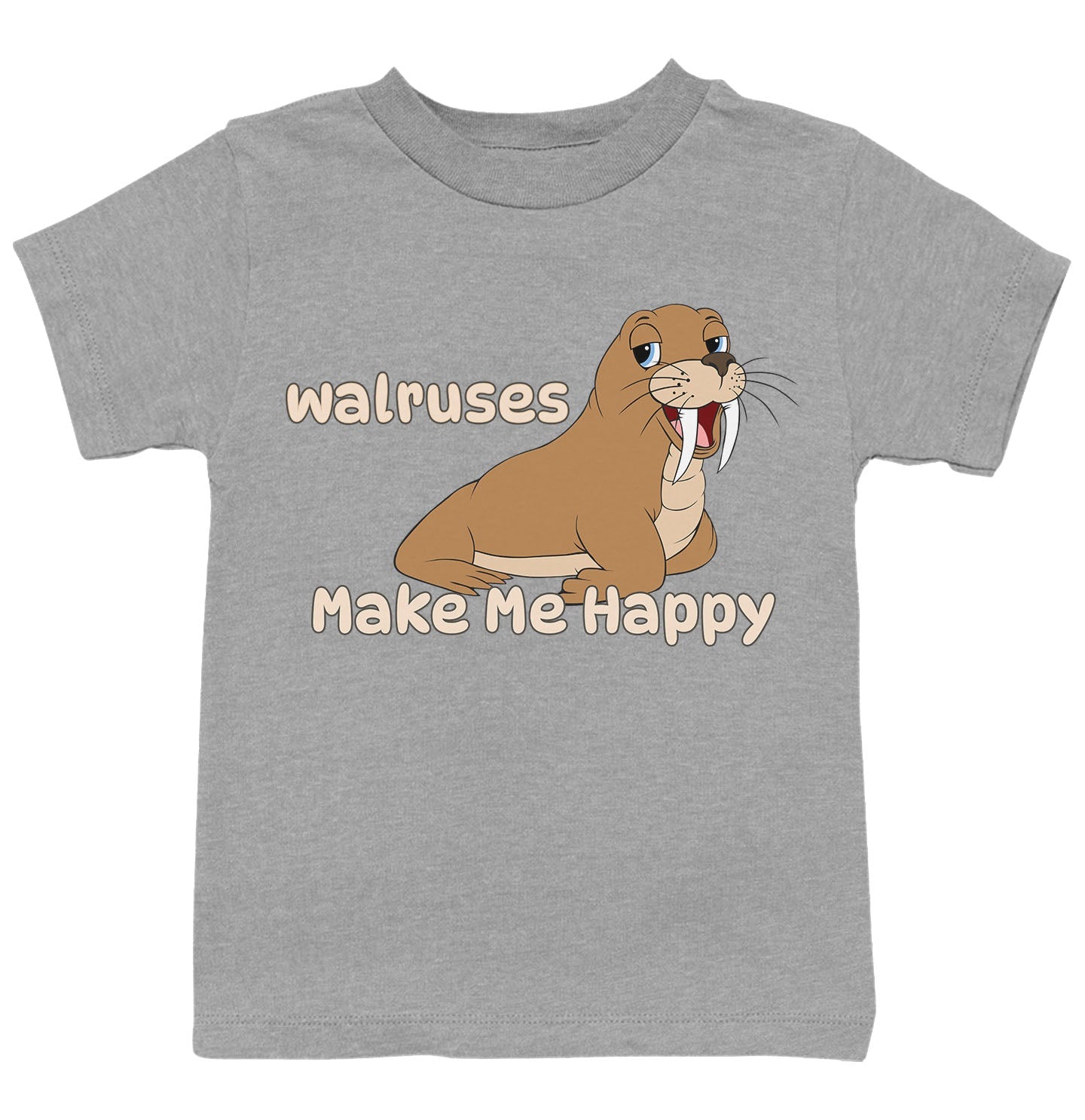 Walrus Toon Make Me Happy - Kids' Unisex T-Shirt - Grey