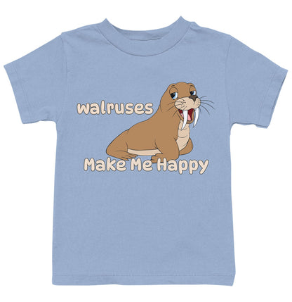 Walrus Toon Make Me Happy - Kids' Unisex T-Shirt - Light Blue