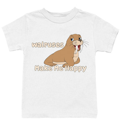 Walrus Toon Make Me Happy - Kids' Unisex T-Shirt - White