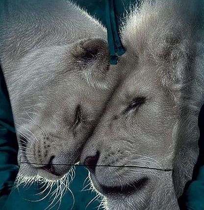 White Lions Love - Adult Unisex Hoodie Sweatshirt