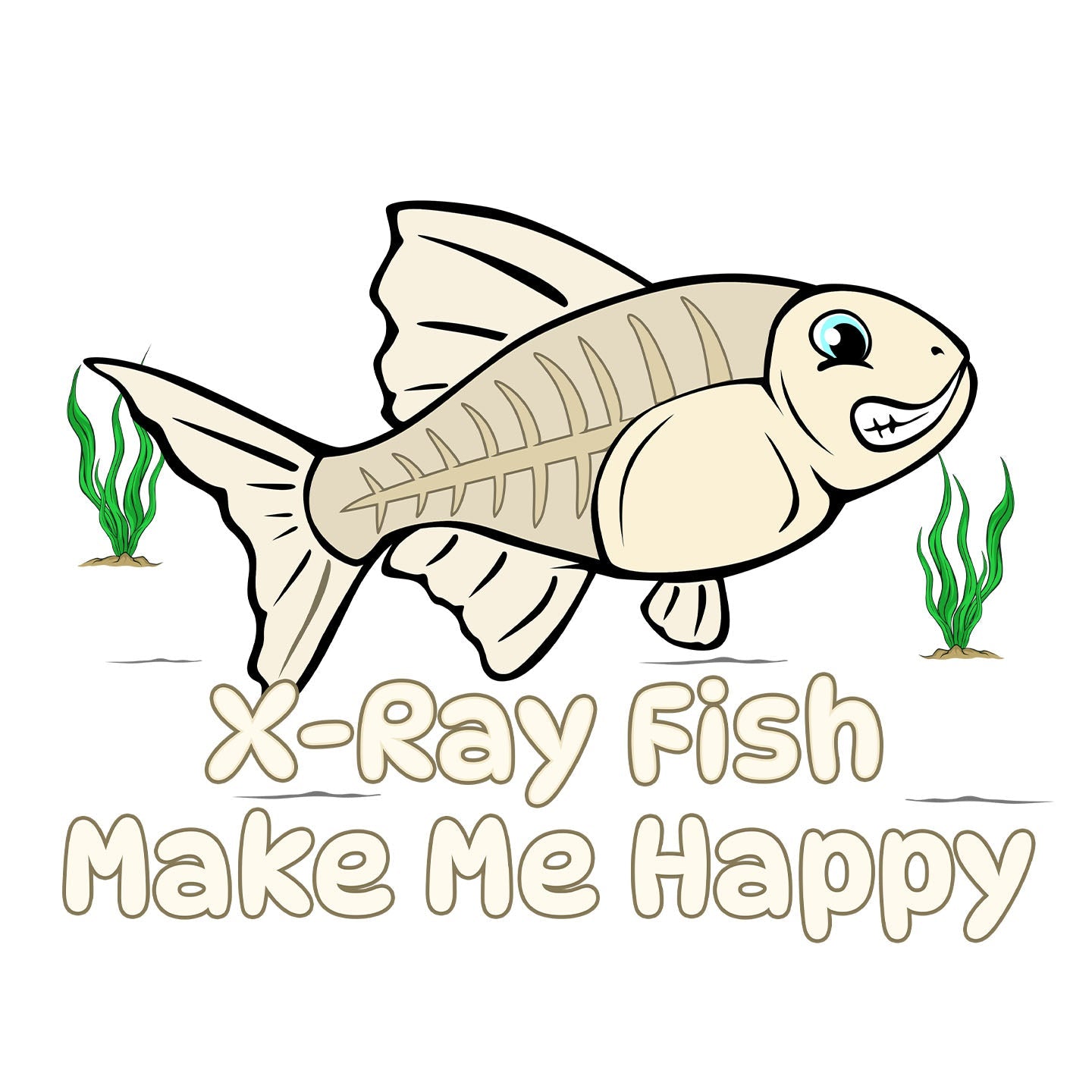 X-Ray Fish Toon Make Me Happy - Adult Unisex T-Shirt - Graphic