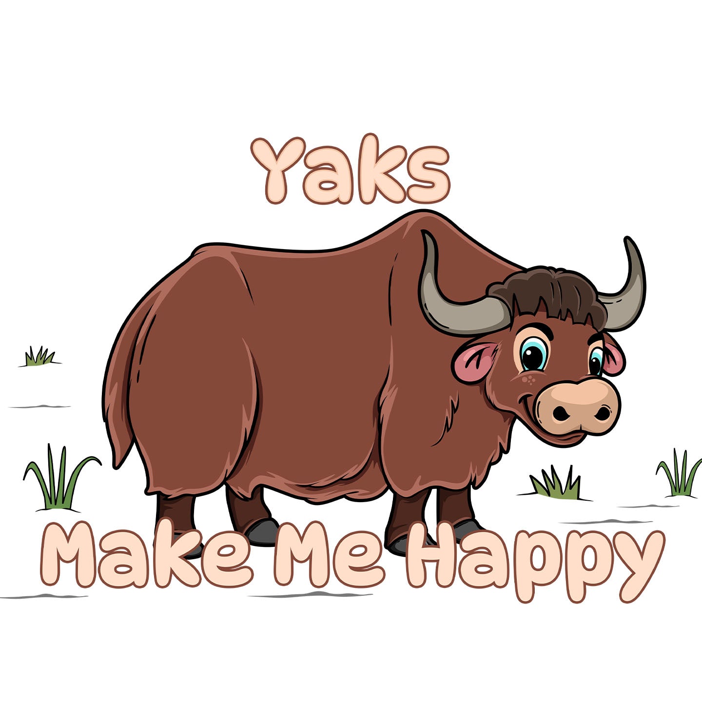Yak Toon Make Me Happy - Adult Unisex T-Shirt - Graphic