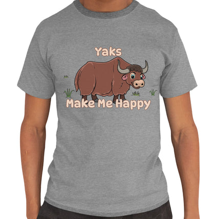 Yak Toon Make Me Happy - Adult Unisex T-Shirt - Grey