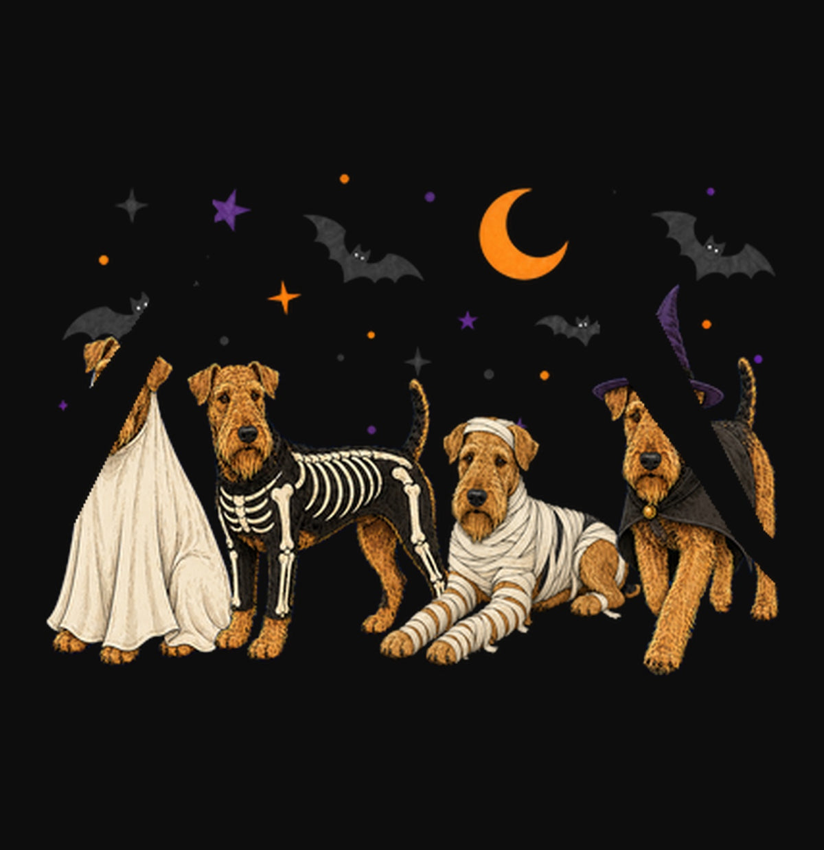 Airedale Terrier Halloween Lineup - Adult Unisex Hoodie
