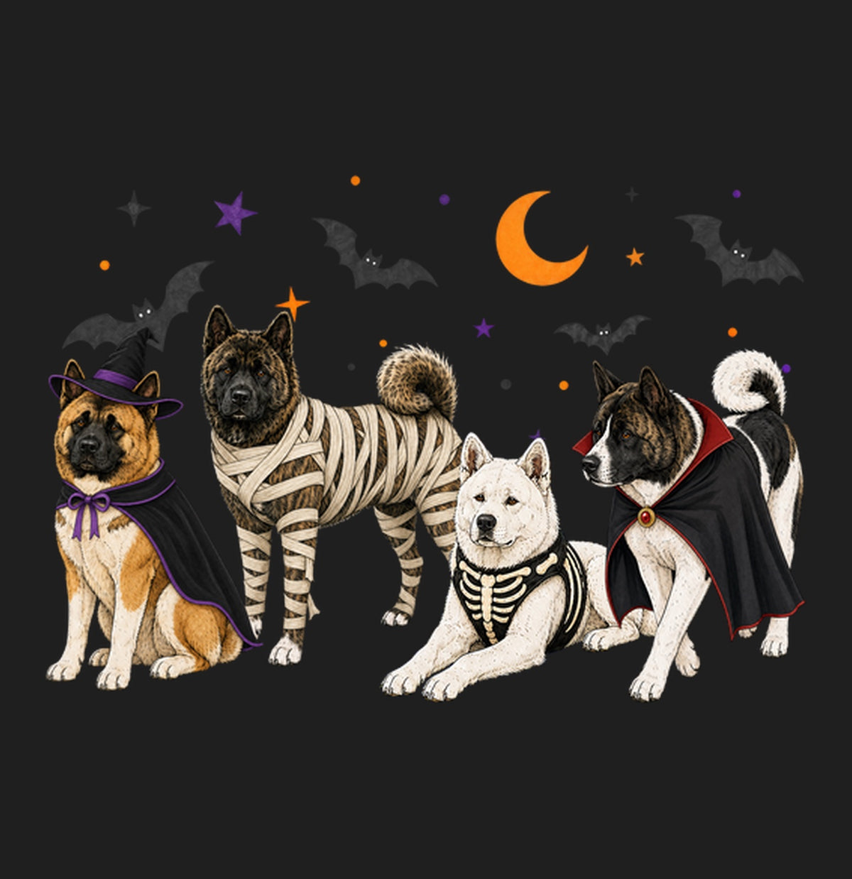 Akita Halloween Lineup - Adult Tri-Blend T-Shirt