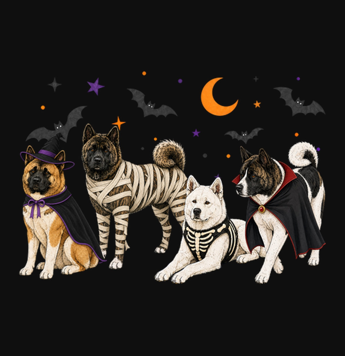 Akita Halloween Lineup - Adult Unisex Crewneck Sweatshirt