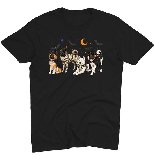 Akita Halloween Lineup - Adult Unisex T-Shirt