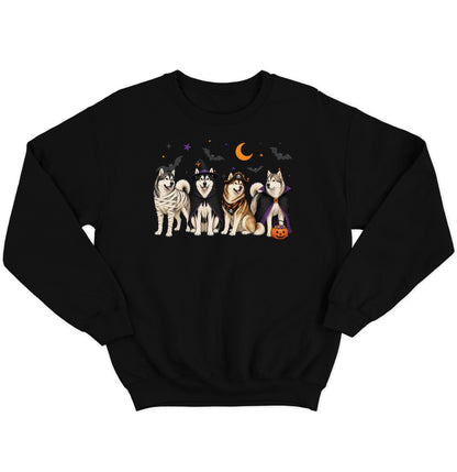 Alaskan Malamute Halloween Lineup - Adult Unisex Crewneck Sweatshirt