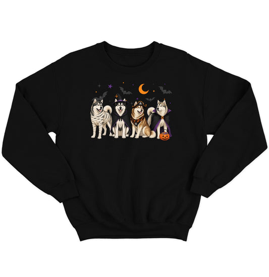 Alaskan Malamute Halloween Lineup - Adult Unisex Crewneck Sweatshirt