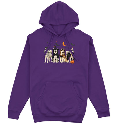 Alaskan Malamute Halloween Lineup - Adult Unisex Hoodie