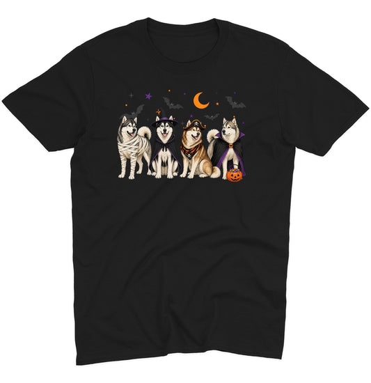 Alaskan Malamute Halloween Lineup - Adult Unisex T-Shirt