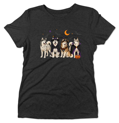 Alaskan Malamute Halloween Lineup - Women's Tri-Blend T-Shirt