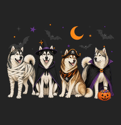 Alaskan Malamute Halloween Lineup - Women's Tri-Blend T-Shirt
