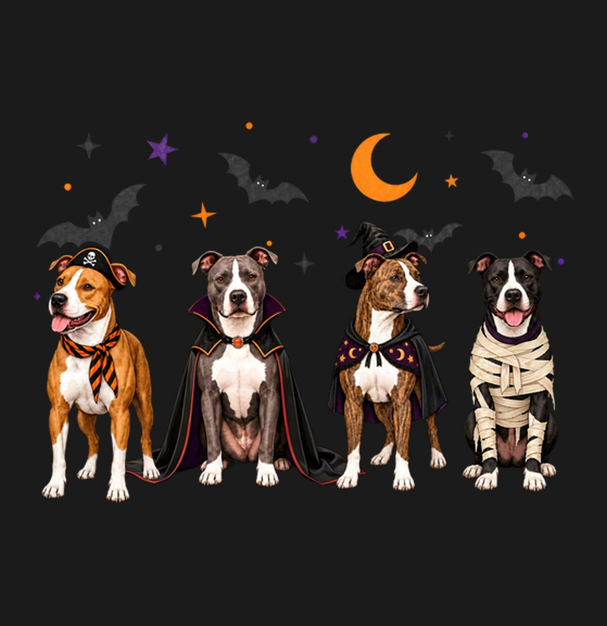 American Pit Bull Terrier Halloween Lineup - Adult Unisex T-Shirt