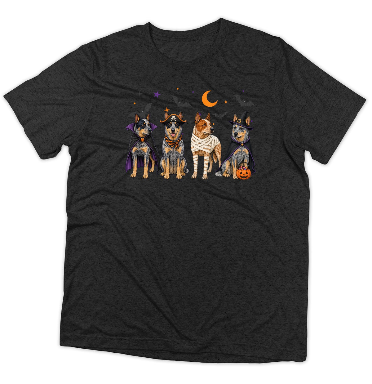 Australian Cattle Dog Halloween Lineup - Adult Tri-Blend T-Shirt