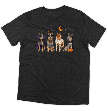 Australian Cattle Dog Halloween Lineup - Adult Tri-Blend T-Shirt