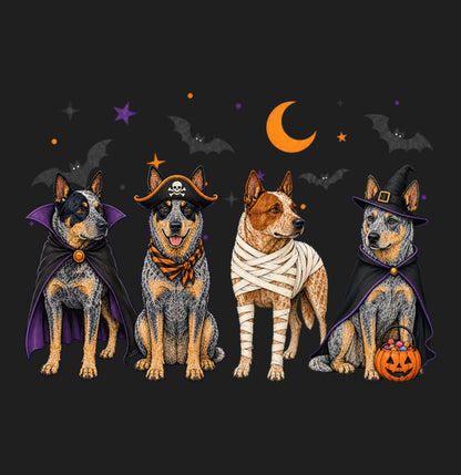 Australian Cattle Dog Halloween Lineup - Adult Tri-Blend T-Shirt