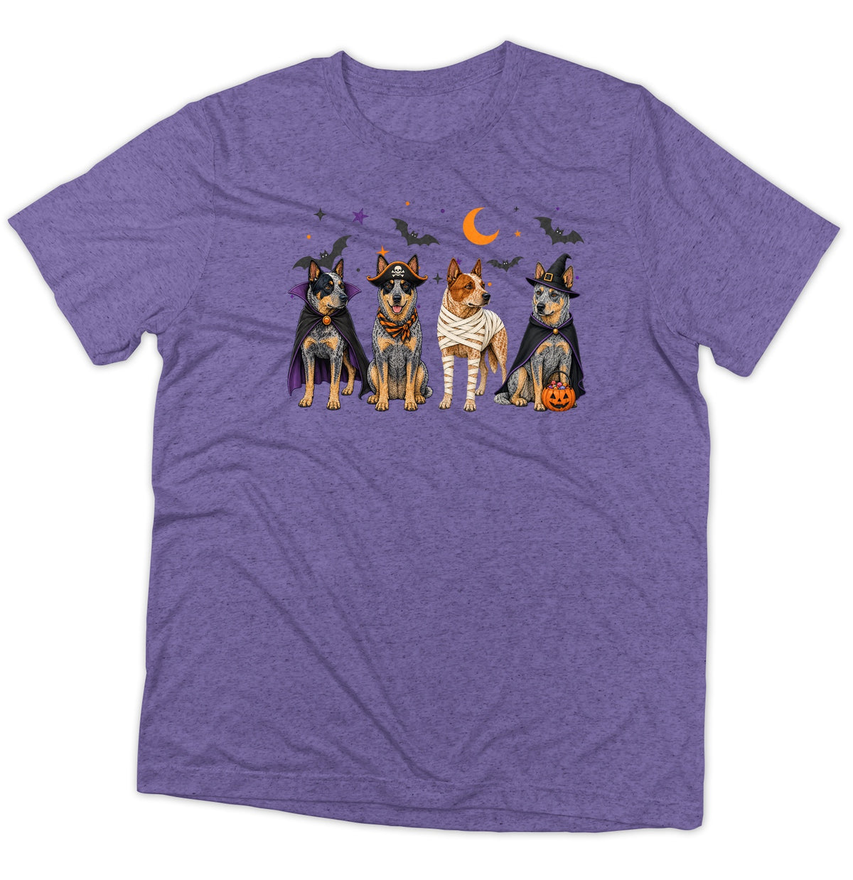 Australian Cattle Dog Halloween Lineup - Adult Tri-Blend T-Shirt