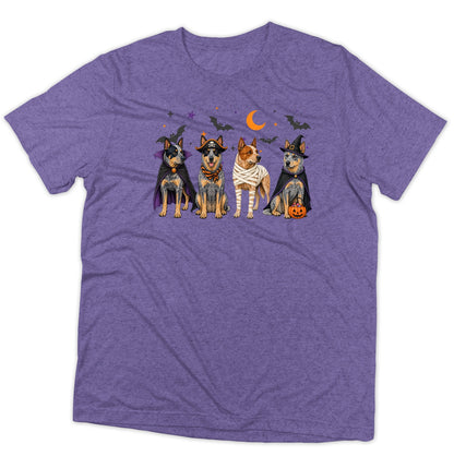 Australian Cattle Dog Halloween Lineup - Adult Tri-Blend T-Shirt