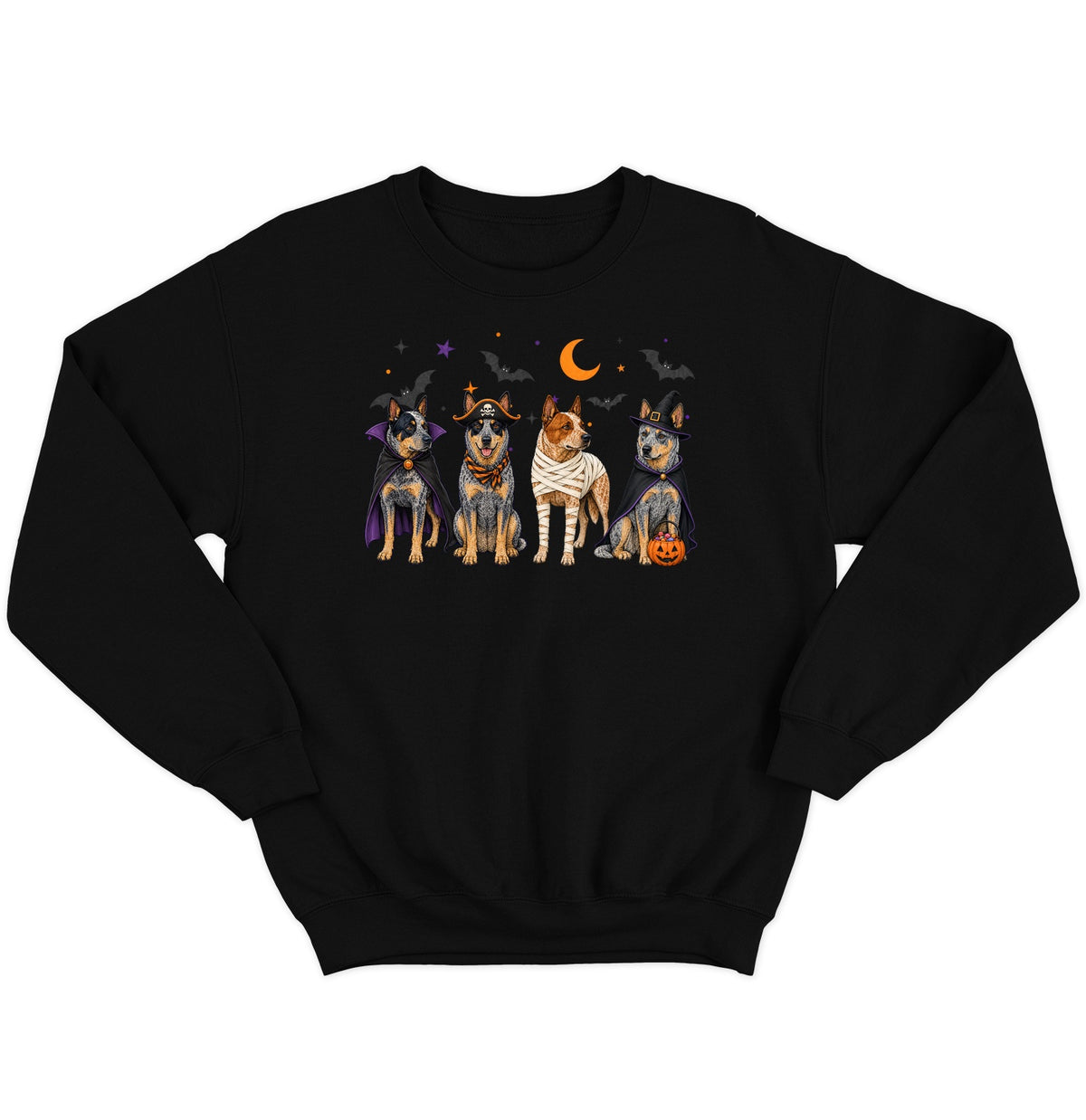 Australian Cattle Dog Halloween Lineup - Adult Unisex Crewneck Sweatshirt