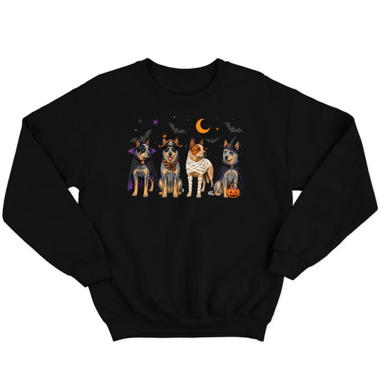 Australian Cattle Dog Halloween Lineup - Adult Unisex Crewneck Sweatshirt