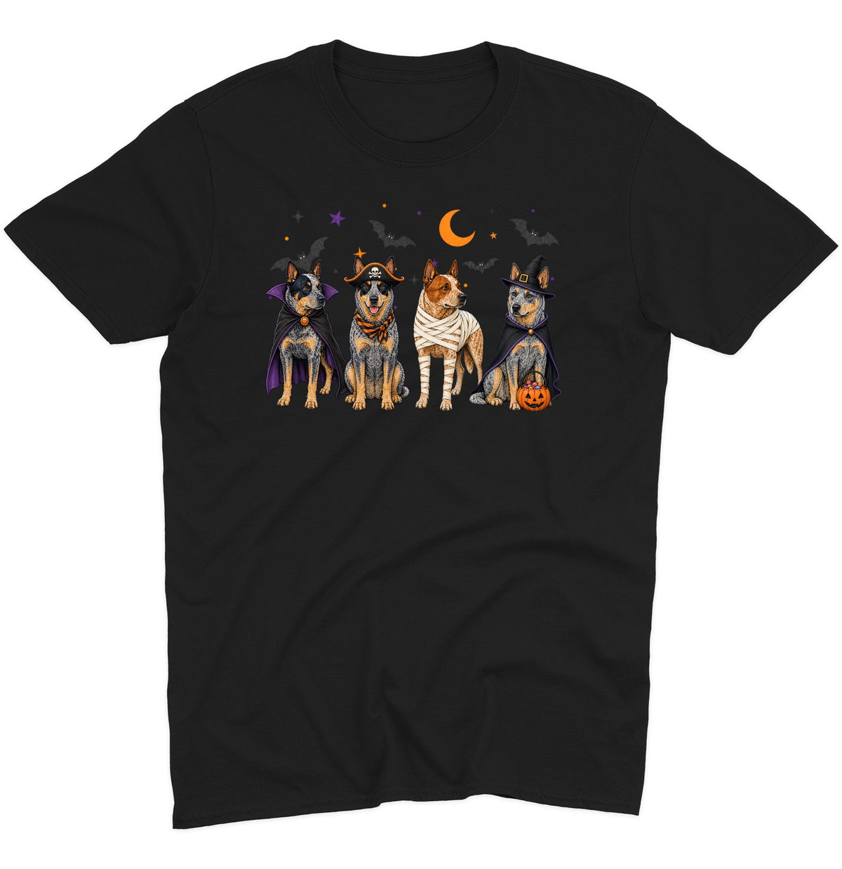 Australian Cattle Dog Halloween Lineup - Adult Unisex T-Shirt