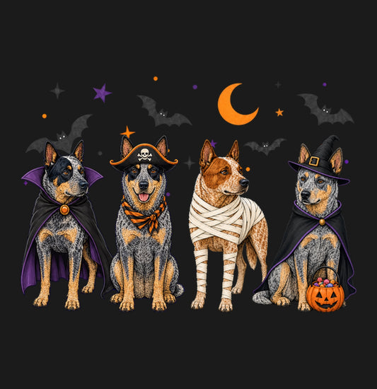 Australian Cattle Dog Halloween Lineup - Adult Unisex T-Shirt
