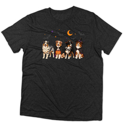 Australian Shepherd Halloween Lineup - Adult Tri-Blend T-Shirt