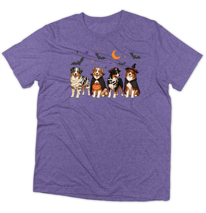 Australian Shepherd Halloween Lineup - Adult Tri-Blend T-Shirt