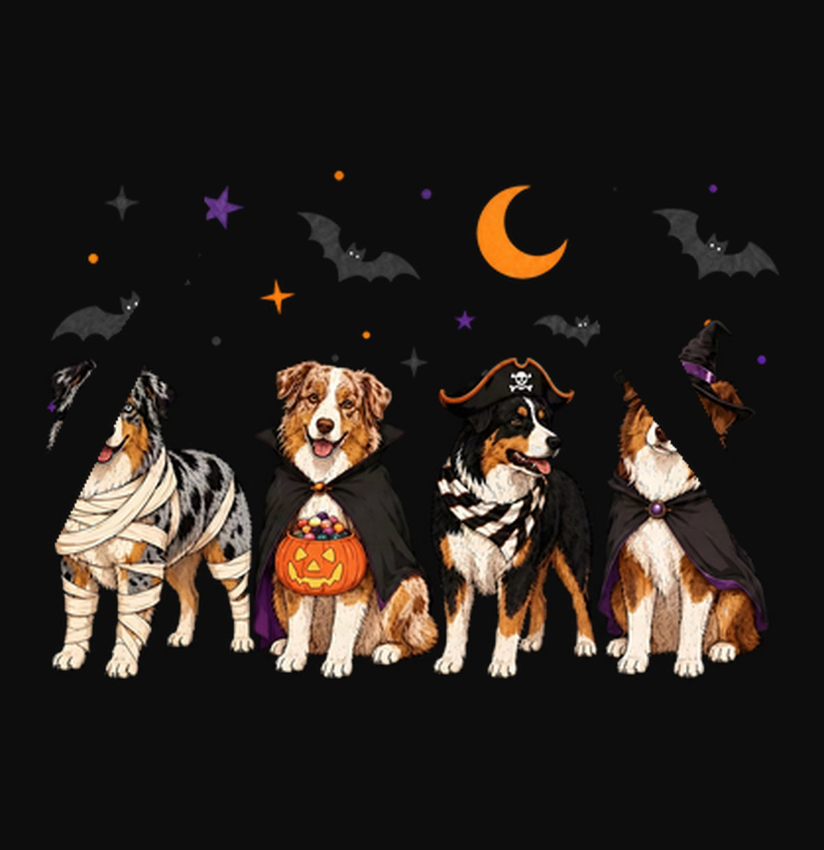 Australian Shepherd Halloween Lineup - Adult Unisex Hoodie