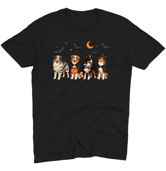 Australian Shepherd Halloween Lineup - Adult Unisex T-Shirt