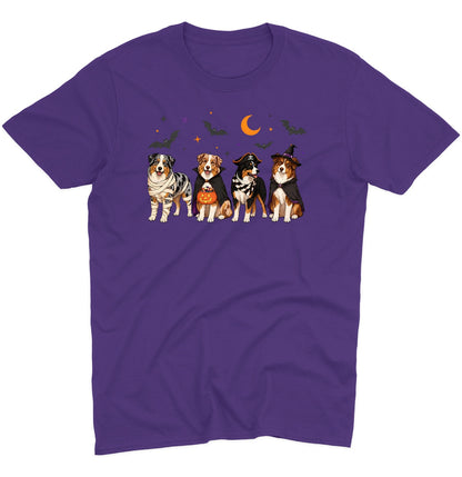Australian Shepherd Halloween Lineup - Adult Unisex T-Shirt