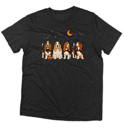 Basset Hound Halloween Lineup - Adult Tri-Blend T-Shirt