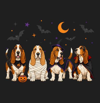 Basset Hound Halloween Lineup - Adult Tri-Blend T-Shirt
